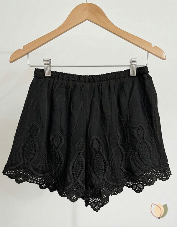 Short de Broderie Negro 100% Algodón