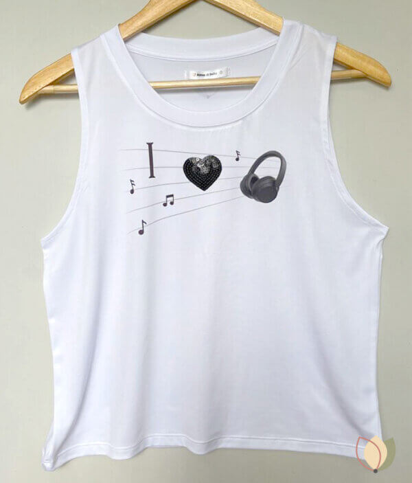 Musculosa I Love Music con aplique de lentejuelas negras